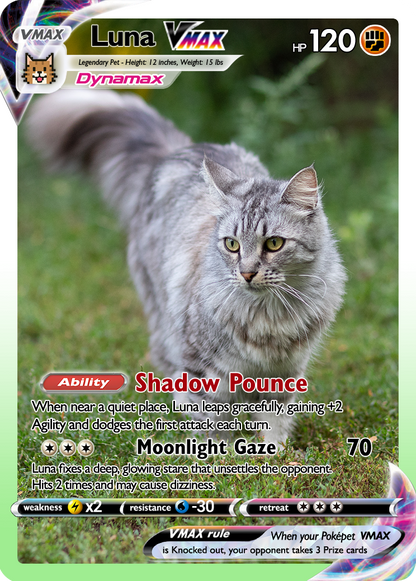 Custom Pokémon Card for Pet Lovers, Personalized Pokémon Card with Pet Photo for Dog Mom Cat Mom Dog Dad Cat Dad - CPC-48
