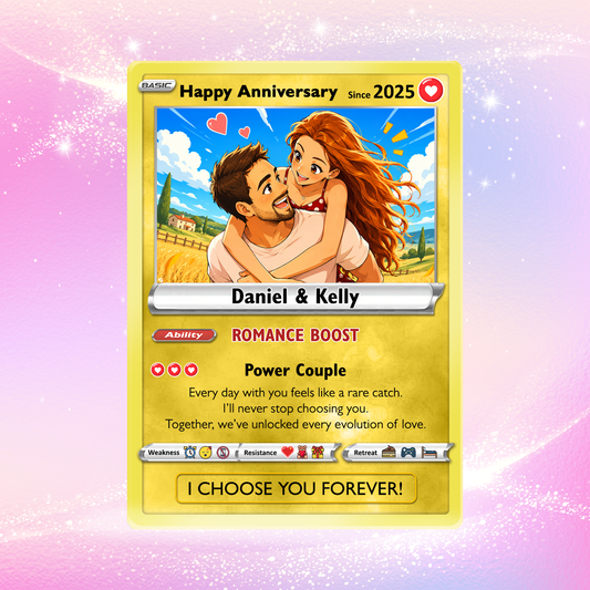 Custom Couple Pokemon Cards for Anniversary Day, Transform to Anime Styles - CPC-01