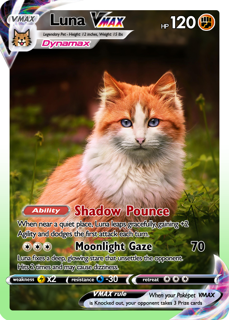 Custom Pokémon Card for Pet Lovers, Personalized Pokémon Card with Pet Photo for Dog Mom Cat Mom Dog Dad Cat Dad - CPC-48