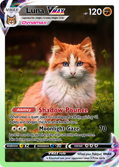 Custom Pokémon Card for Pet Lovers, Personalized Pokémon Card with Pet Photo for Dog Mom Cat Mom Dog Dad Cat Dad - CPC-48