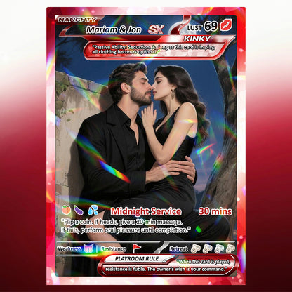 18+ Adult Edition Custom Pokemon Card - Personalized Anime Couple Trading Cards - Pokemon-Inspired Metal, Acrylic & Digital Collectibles - CPC-73