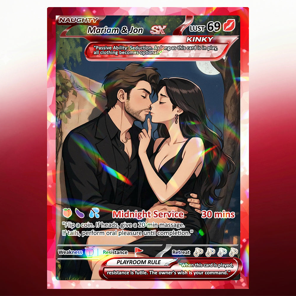 18+ Adult Edition Custom Pokemon Card - Personalized Anime Couple Trading Cards - Pokemon-Inspired Metal, Acrylic & Digital Collectibles - CPC-73