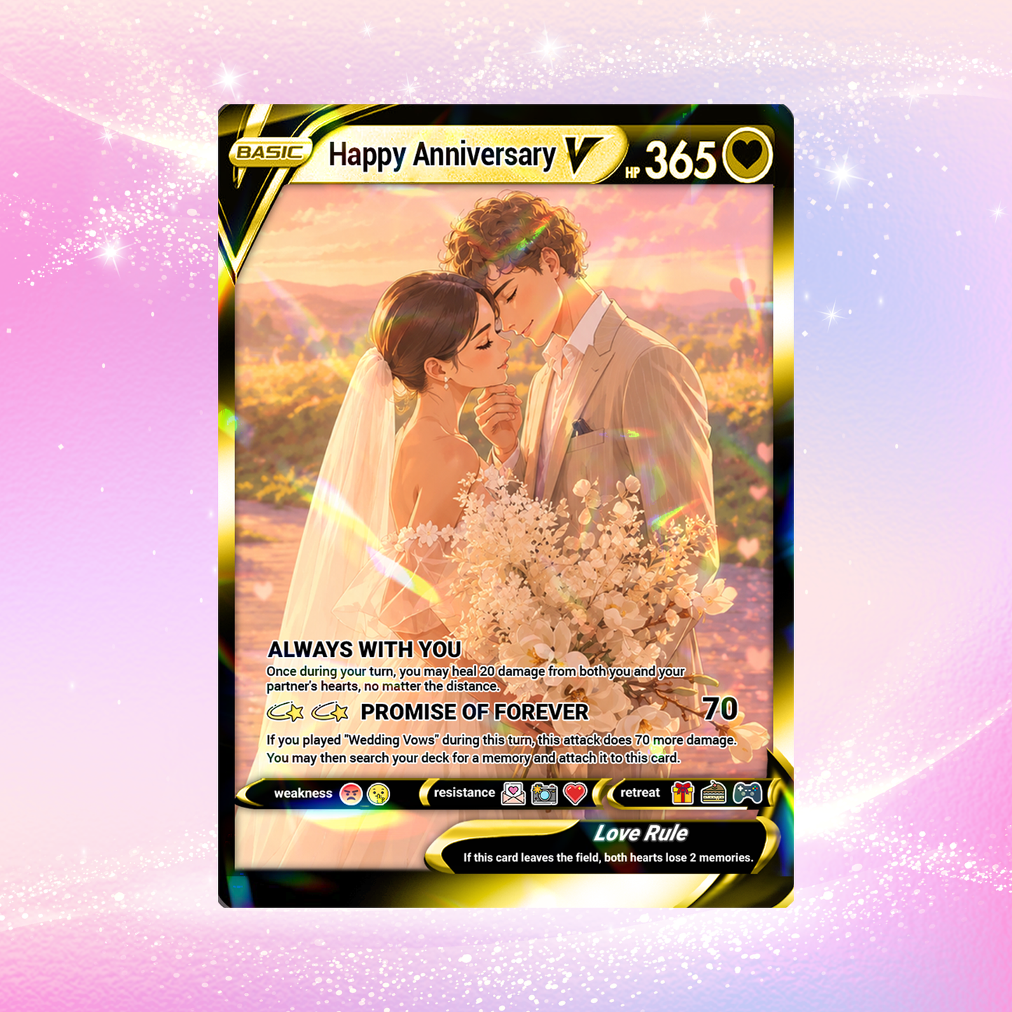 Happy Anniversary Personalized Pokémon Card, Anime Style Custom Pokémon Cards - CPC-03