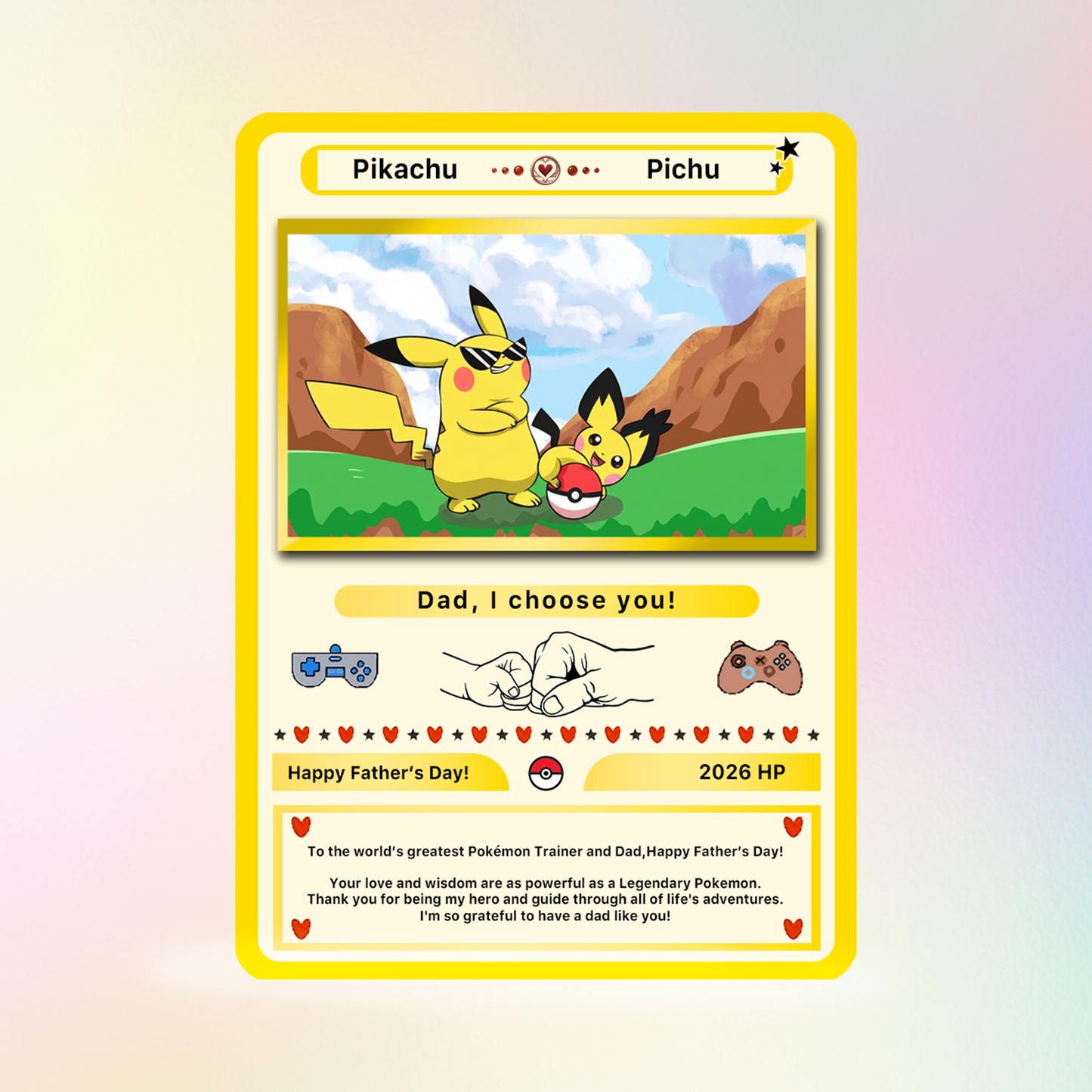Funny Father’s Day Personalized Pokemon Card - Special Edition Custom Pokémon Card for Trainer Dad - Customizable Character Gift from Supporter, Wife, Son & Daughter - CPC-108.A