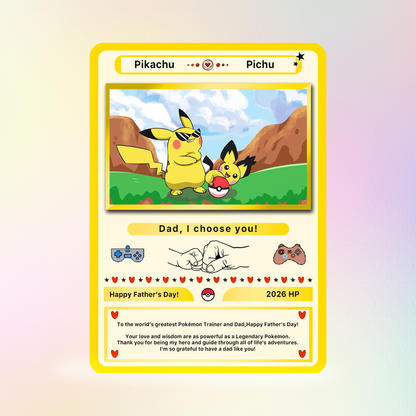 Funny Father’s Day Personalized Pokemon Card - Special Edition Custom Pokémon Card for Trainer Dad - Customizable Character Gift from Supporter, Wife, Son & Daughter - CPC-108.A
