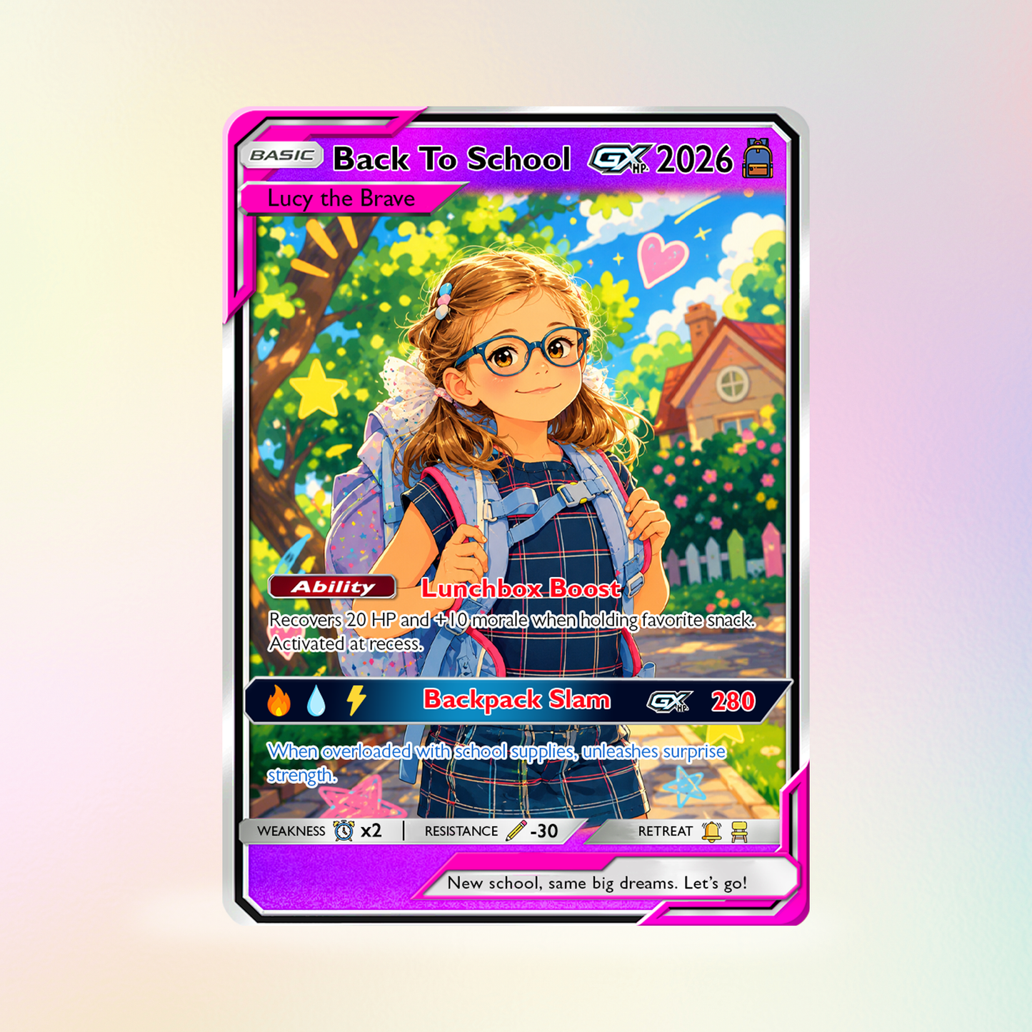 Back to School Gift for Pokémon Fans - Custom Pokémon Card with Anime Picture for Kids, Students - Personalized First Day of School Gift from Parents - CPC-147