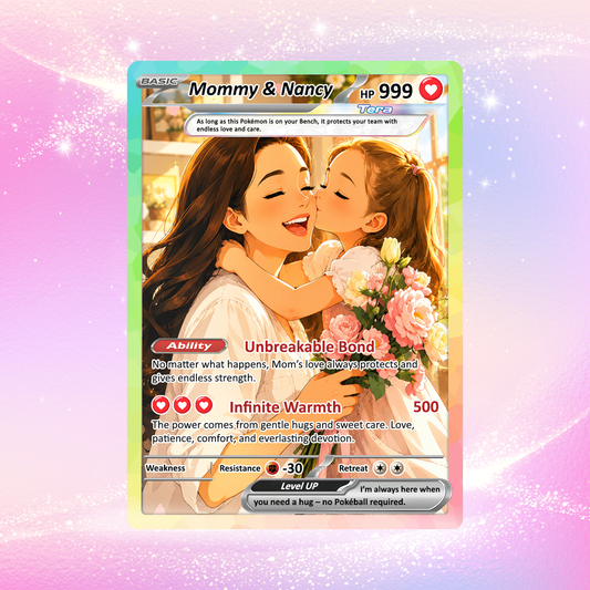 Mother's Day Custom Pokemon Card  - Anime-Inspired Personalized Pokemon Card for Mom | Mommy & Me Customized Poke Gift - Customizable Trading Cards - CPC-32