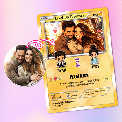 Pixel Characters & Anime Transformation Custom Pokemon Card - Personalized Poke Card for Couples - CPC-51