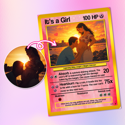 Baby Announcements Custom Pokemon Card, Pregnancy Announcement Personalized Pokemon Card, Custom Poke Card Gift for Him and Her, Birth Announcement Cards - CPC-52