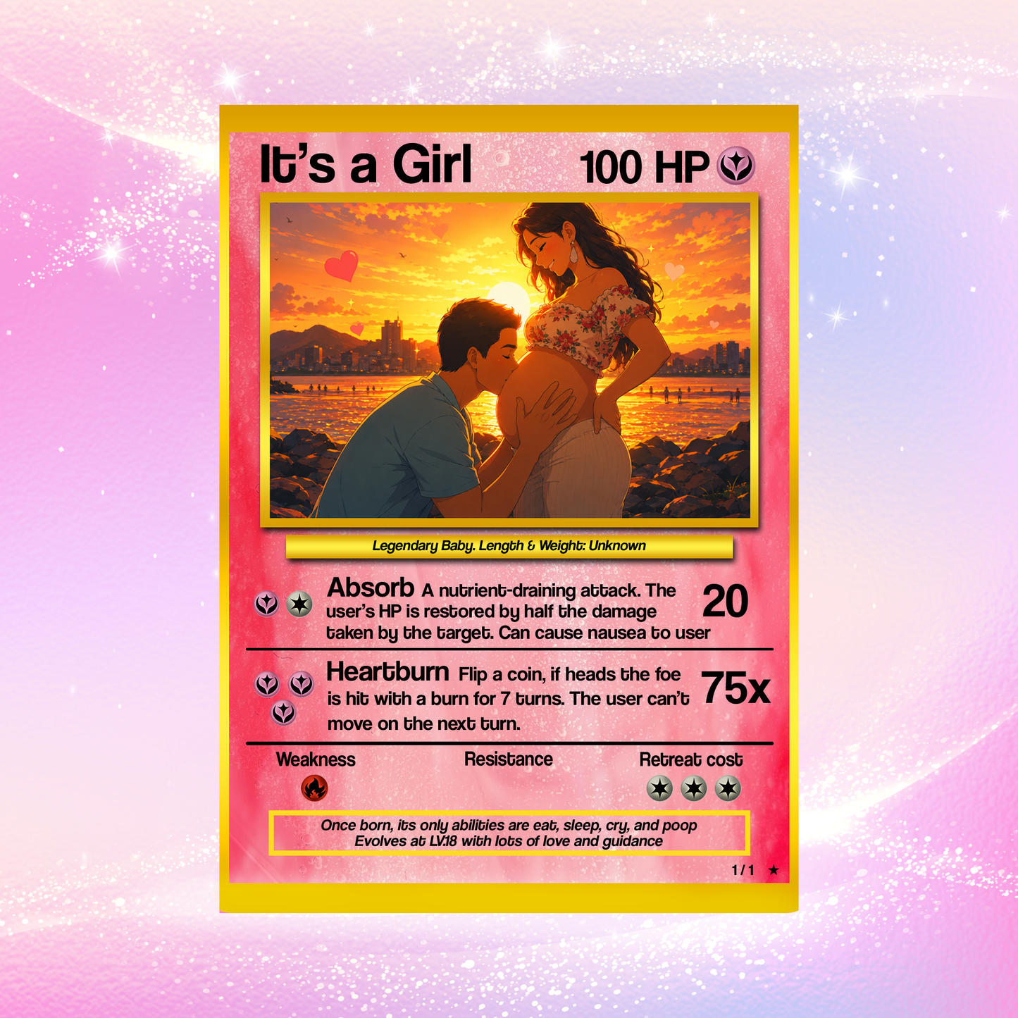 Baby Announcements Custom Pokemon Card, Pregnancy Announcement Personalized Pokemon Card, Custom Poke Card Gift for Him and Her, Birth Announcement Cards - CPC-52