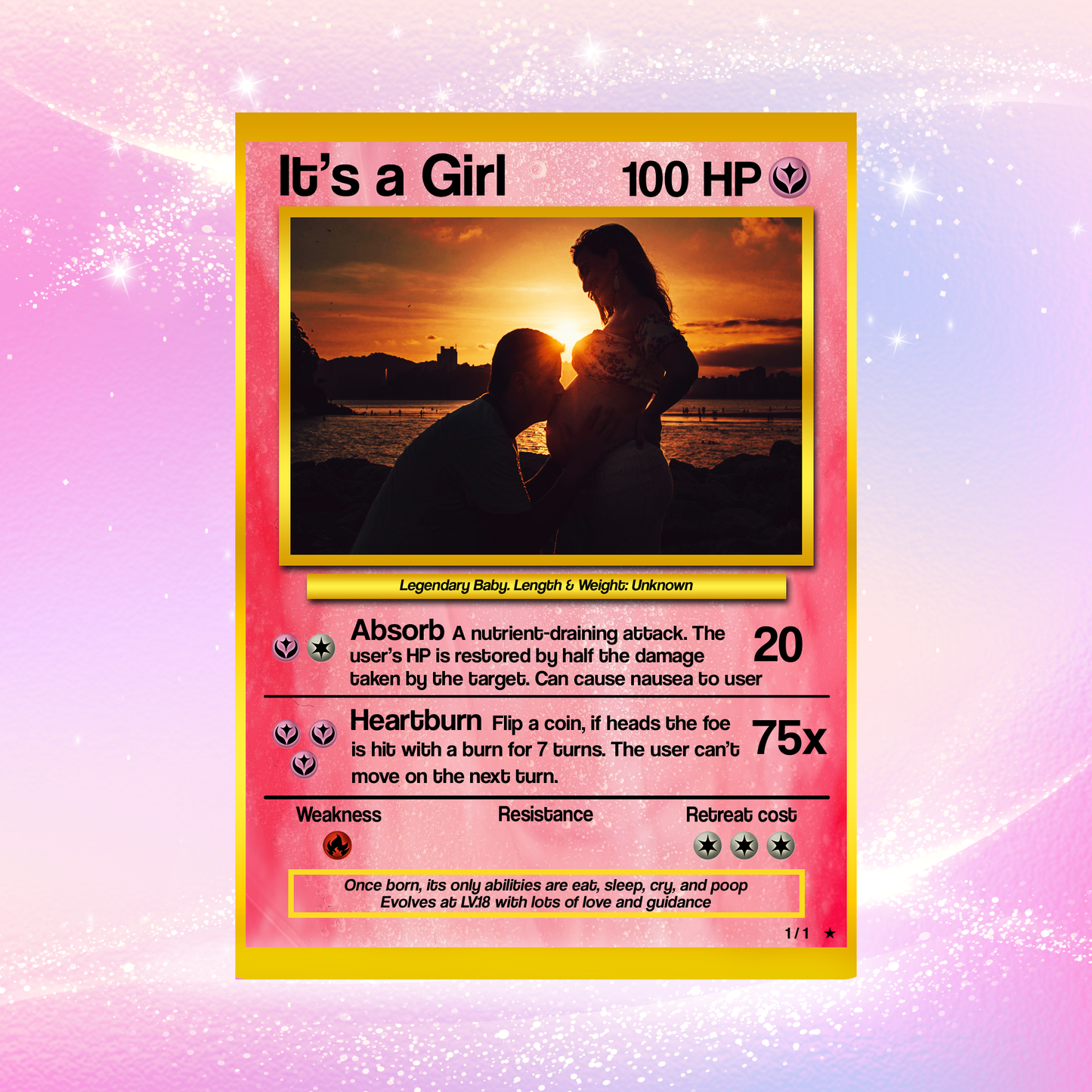 Baby Announcements Custom Pokemon Card, Pregnancy Announcement Personalized Pokemon Card, Custom Poke Card Gift for Him and Her, Birth Announcement Cards - CPC-52