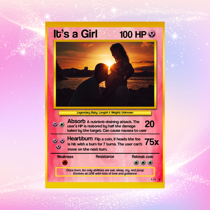 Baby Announcements Custom Pokemon Card, Pregnancy Announcement Personalized Pokemon Card, Custom Poke Card Gift for Him and Her, Birth Announcement Cards - CPC-52