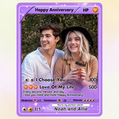Personalized Anime-Inspired Pokemon Card - Custom Pokemon Card for Couple - Holographic Effect Available - CPC-24