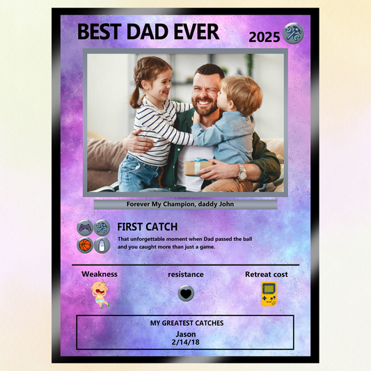 Father's Day Custom Pokemon Card by Pixel Characters  - Anime-Inspired Personalized Pokemon Card for Dad - Customizable Trading Cards with Photo - CPC-54