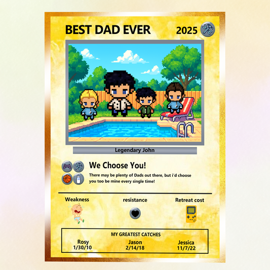 Father's Day Custom Pokemon Card by Pixel Characters  - Anime-Inspired Personalized Pokemon Card for Dad - Customizable Trading Cards with Photo - CPC-38