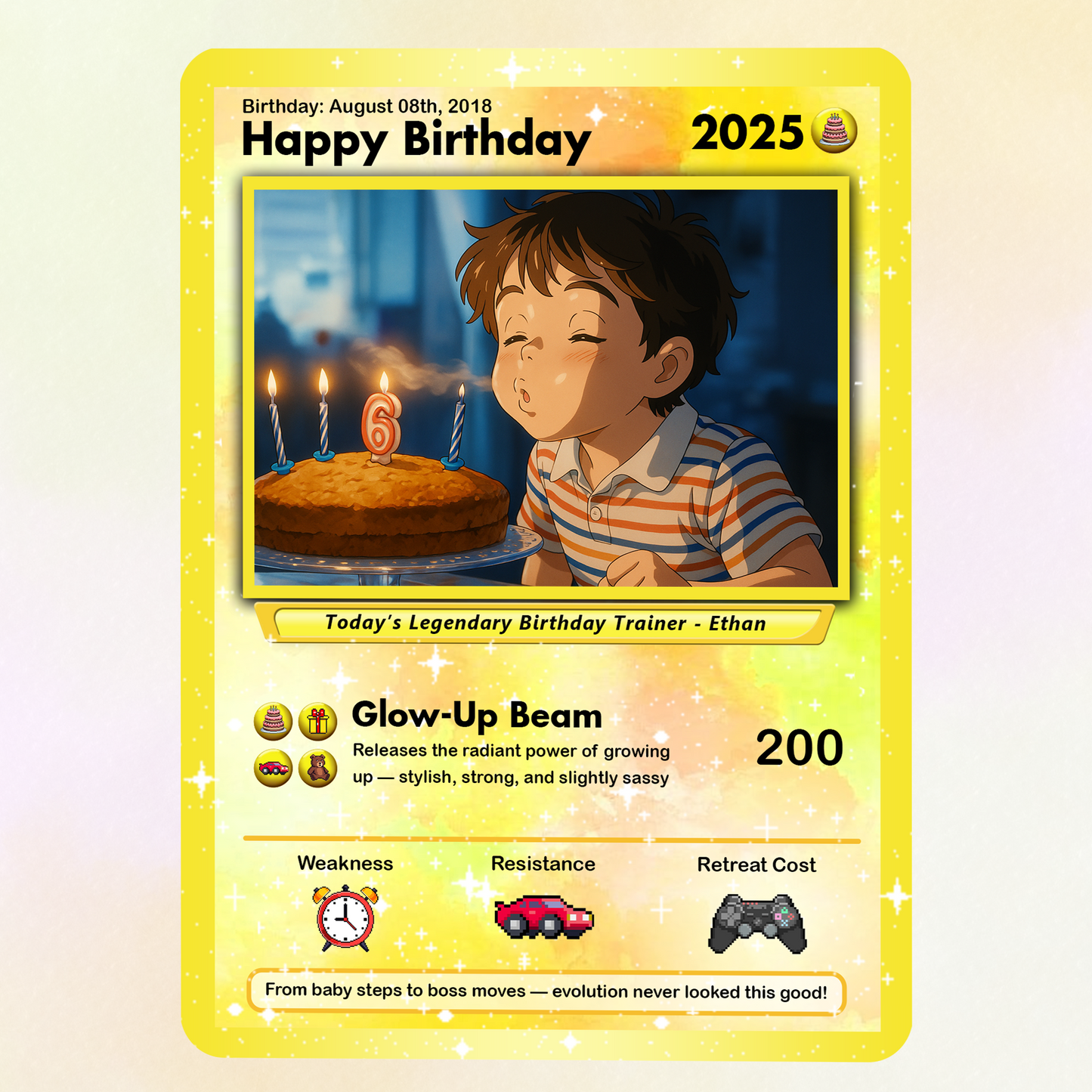 Happy Birthday Custom Pokémon Card, Personalized Pokémon Card for Date of Birth - CPC-11
