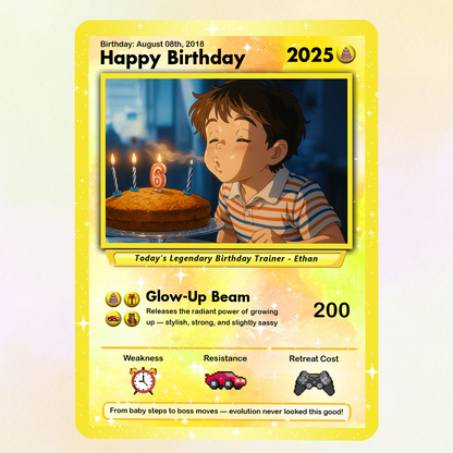 Happy Birthday Custom Pokémon Card, Personalized Pokémon Card for Date of Birth - CPC-11