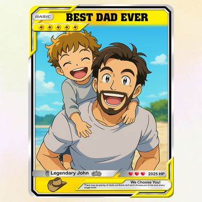 Custom Pokemon Card  - Anime-Inspired Personalized Pokemon Card for Dad | Daddy & Me Customized Poke Gift - Customizable Trading Cards - CPC-16