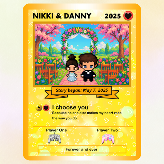 Custom Pokemon Card with Photo, Pixel Characters & Anime Transformation Custom Pokemon Card - Personalized Poke Card for Couples - CPC-62