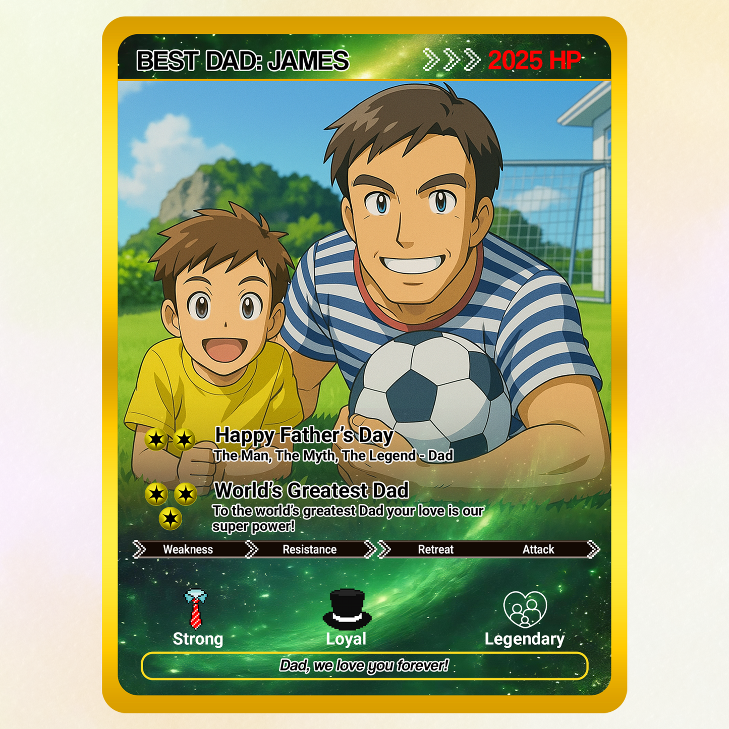 Father's Day Custom Pokemon Card  - Anime-Inspired Personalized Pokemon Card for Dad | Daddy & Me Customized Poke Gift - Customizable Trading Cards - CPC-31