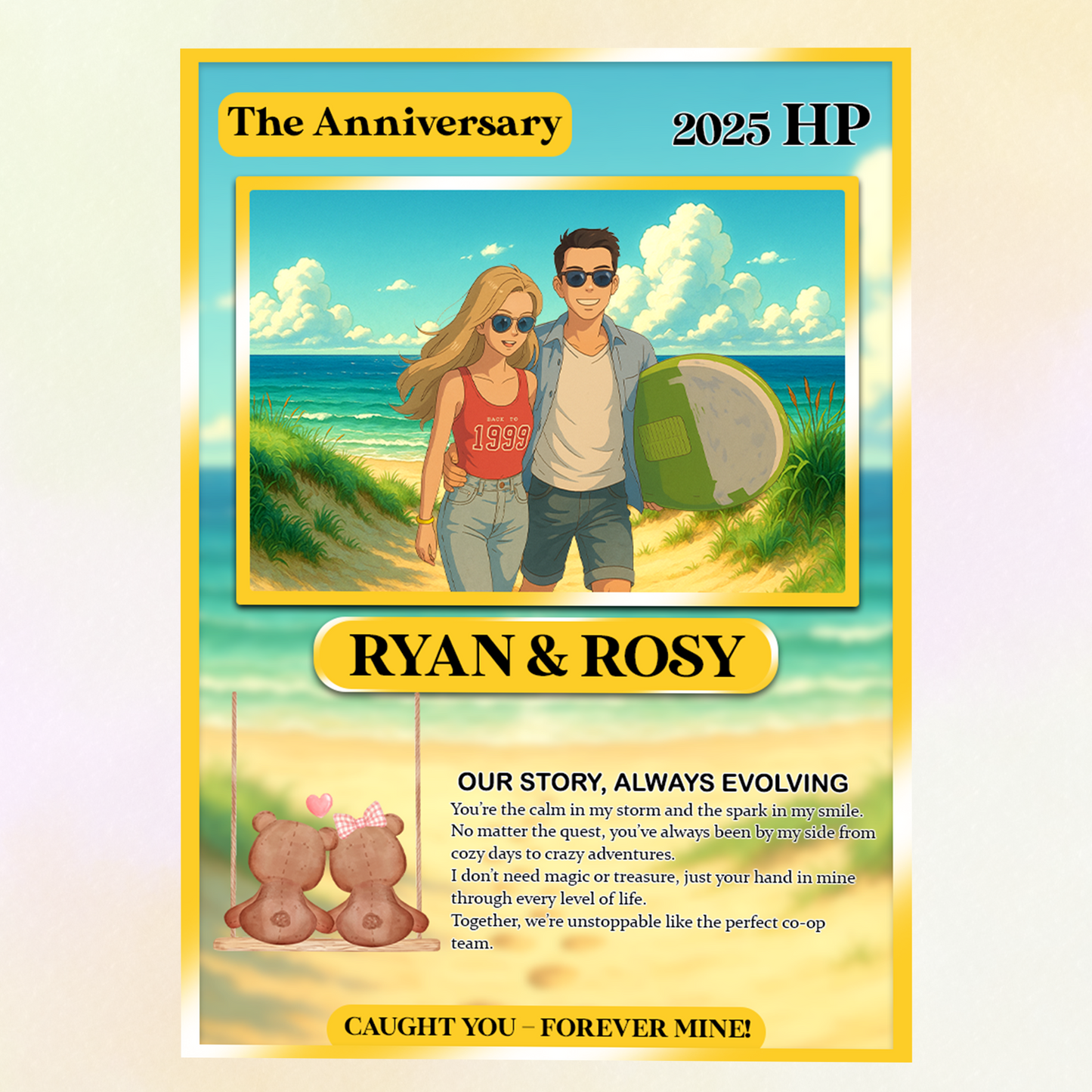 Custom Pokemon Card for Lovers - Personalized Anime-Inspired Pokemon Card - Holographic Effect Available - CPC-27