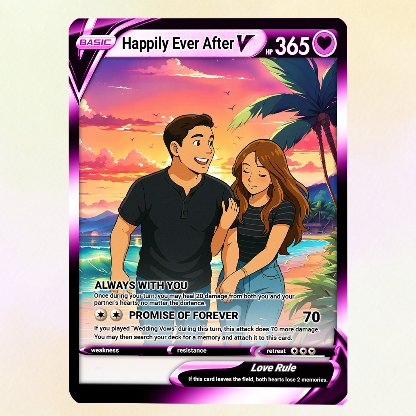 Custom Pokemon Card for Couple - Personalized Anime-Inspired Pokemon Card - Holographic Effect Available - CPC-46