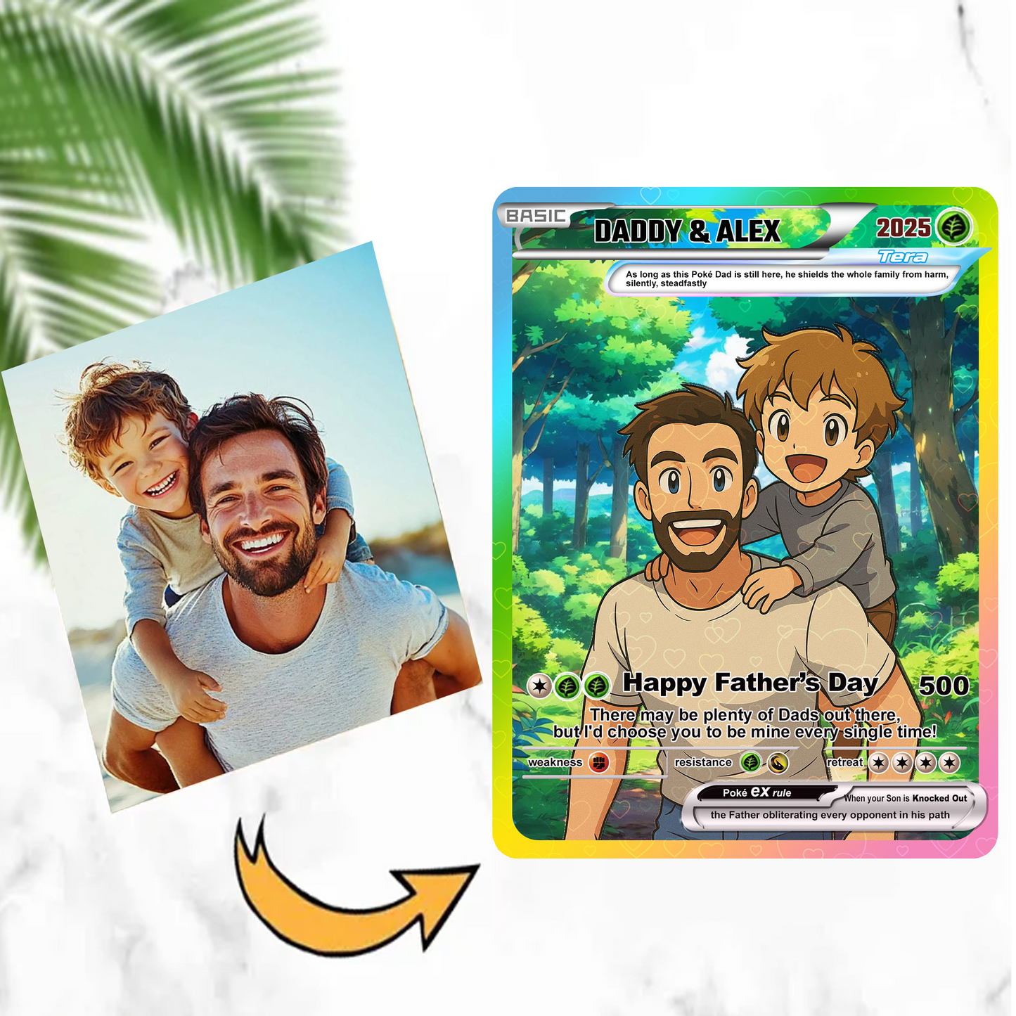 Custom Pokemon Card  - Anime-Inspired Personalized Pokemon Card for Dad - Personalized Poke Card Custom Gift for Dad - CPC-17