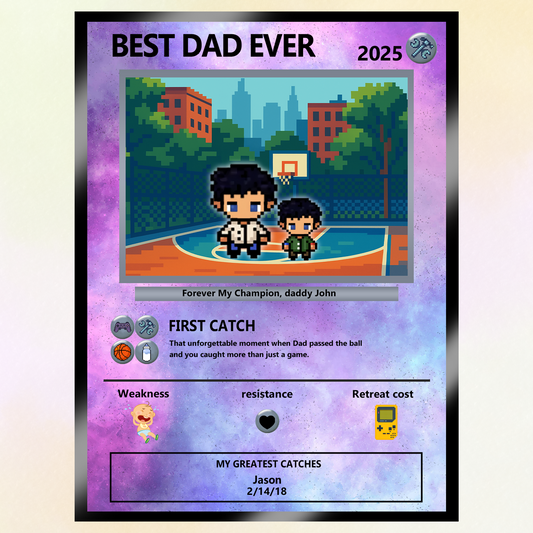 Father's Day Custom Pokemon Card by Pixel Characters  - Anime-Inspired Personalized Pokemon Card for Dad - Customizable Trading Cards with Photo - CPC-54