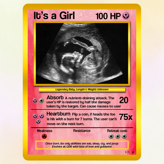 Baby Announcements Custom Pokemon Card, Pregnancy Announcement Personalized Pokemon Card, Custom Poke Card Gift for Him and Her, Birth Announcement Cards - CPC-52