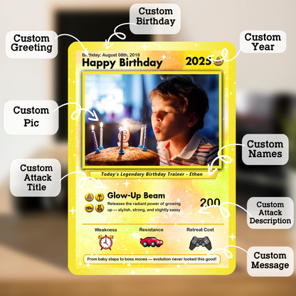 Happy Birthday Custom Pokémon Card, Personalized Pokémon Card for Date of Birth - CPC-11