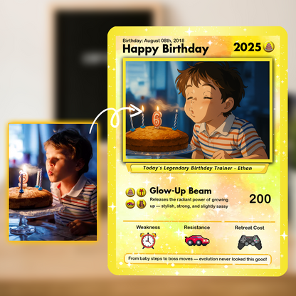 Happy Birthday Custom Pokémon Card, Personalized Pokémon Card for Date of Birth - CPC-11