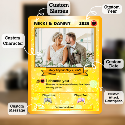 Custom Pokemon Card with Photo, Pixel Characters & Anime Transformation Custom Pokemon Card - Personalized Poke Card for Couples - CPC-62