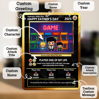 Best Dad Custom Pokemon Card by Pixel Characters  - Anime-Inspired Personalized Pokemon Card for Dad - Customizable Trading Cards with Photo - CPC-47