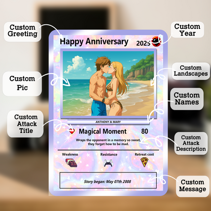 Anime-Inspired Ghibli Aesthetic Pocket Monster Gift - Custom Poke Card for Couple - Holographic Effect Available - CPC-23