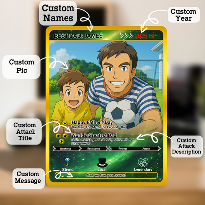 Father's Day Custom Pokemon Card  - Anime-Inspired Personalized Pokemon Card for Dad | Daddy & Me Customized Poke Gift - Customizable Trading Cards - CPC-31
