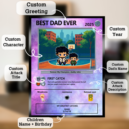 Father's Day Custom Pokemon Card by Pixel Characters  - Anime-Inspired Personalized Pokemon Card for Dad - Customizable Trading Cards with Photo - CPC-54