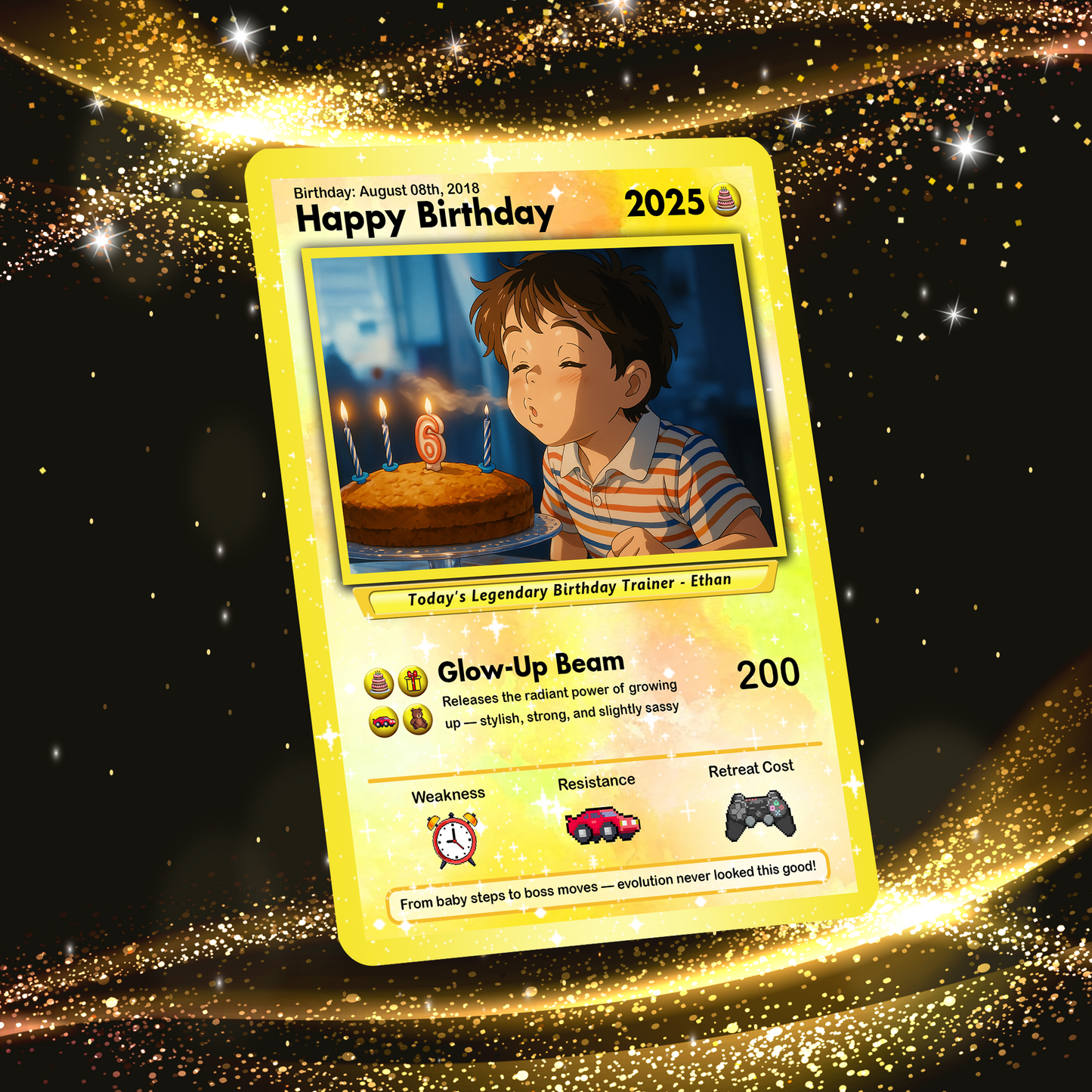 Happy Birthday Custom Pokémon Card, Personalized Pokémon Card for Date of Birth - CPC-11