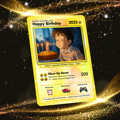 Happy Birthday Custom Pokémon Card, Personalized Pokémon Card for Date of Birth - CPC-11