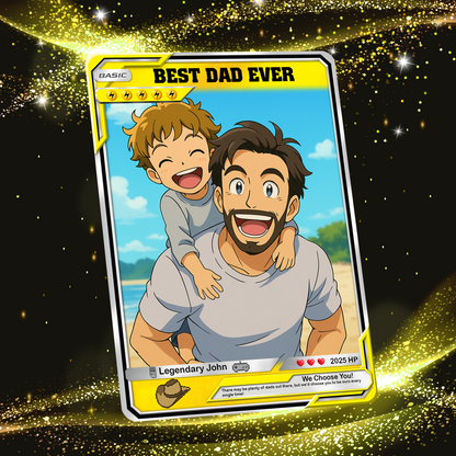 Custom Pokemon Card  - Anime-Inspired Personalized Pokemon Card for Dad | Daddy & Me Customized Poke Gift - Customizable Trading Cards - CPC-16