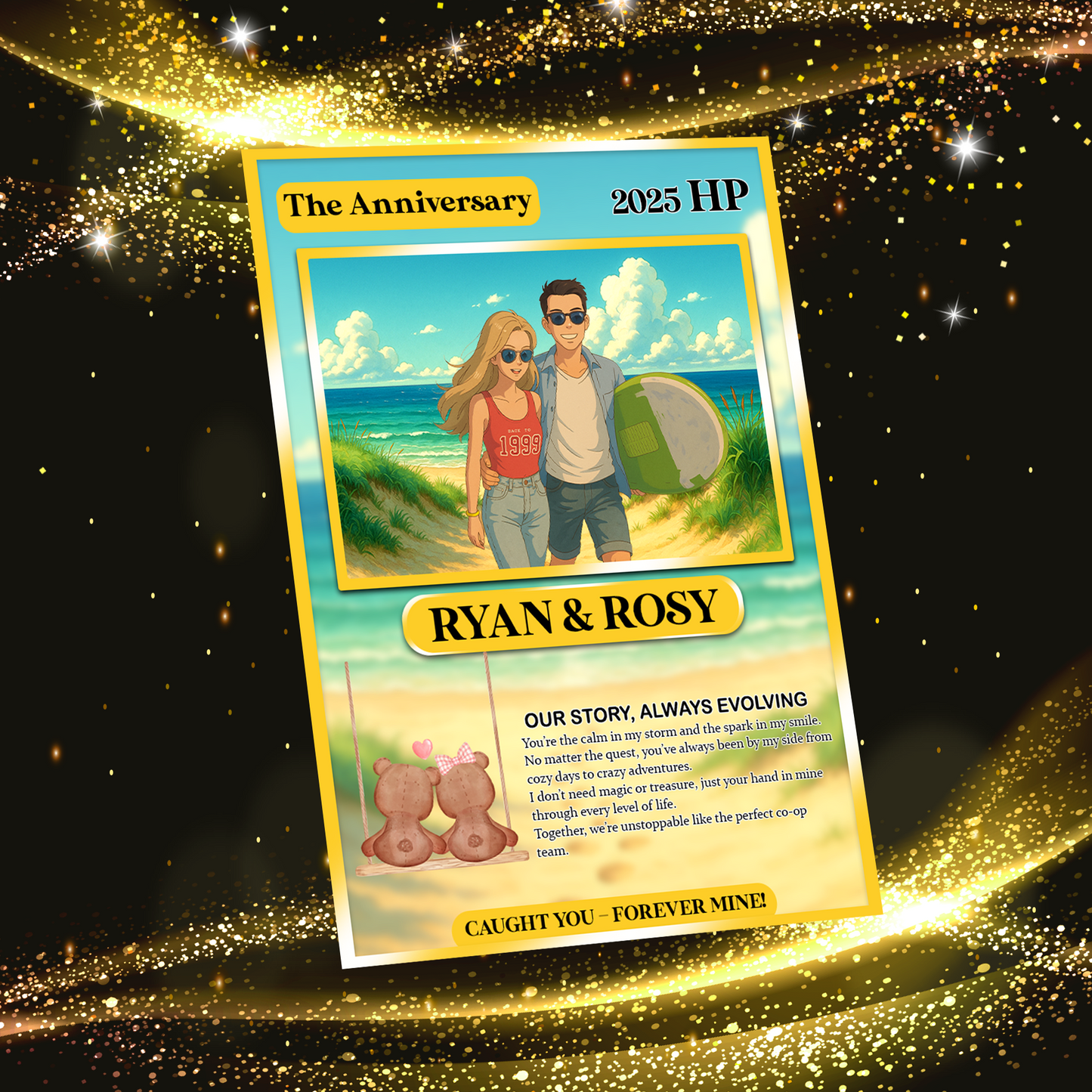 Custom Pokemon Card for Lovers - Personalized Anime-Inspired Pokemon Card - Holographic Effect Available - CPC-27