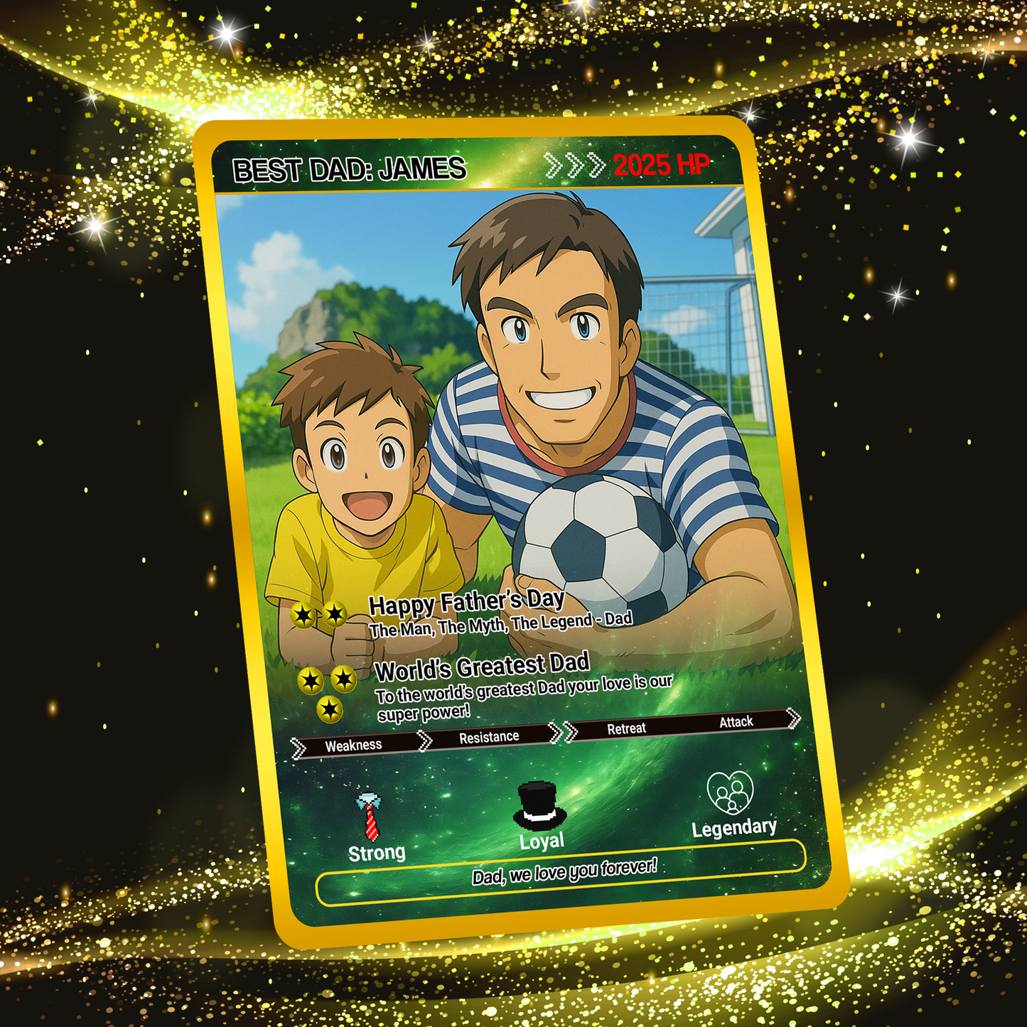 Father's Day Custom Pokemon Card  - Anime-Inspired Personalized Pokemon Card for Dad | Daddy & Me Customized Poke Gift - Customizable Trading Cards - CPC-31