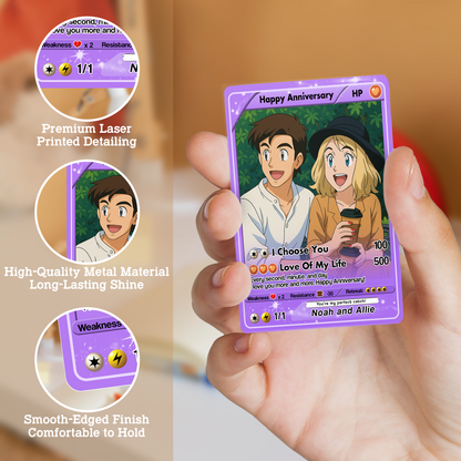 Personalized Anime-Inspired Pokemon Card - Custom Pokemon Card for Couple - Holographic Effect Available - CPC-24