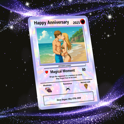 Anime-Inspired Ghibli Aesthetic Pocket Monster Gift - Custom Poke Card for Couple - Holographic Effect Available - CPC-23