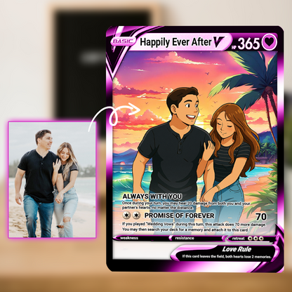 Custom Pokemon Card for Couple - Personalized Anime-Inspired Pokemon Card - Holographic Effect Available - CPC-46
