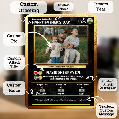 Best Dad Custom Pokemon Card by Pixel Characters  - Anime-Inspired Personalized Pokemon Card for Dad - Customizable Trading Cards with Photo - CPC-47
