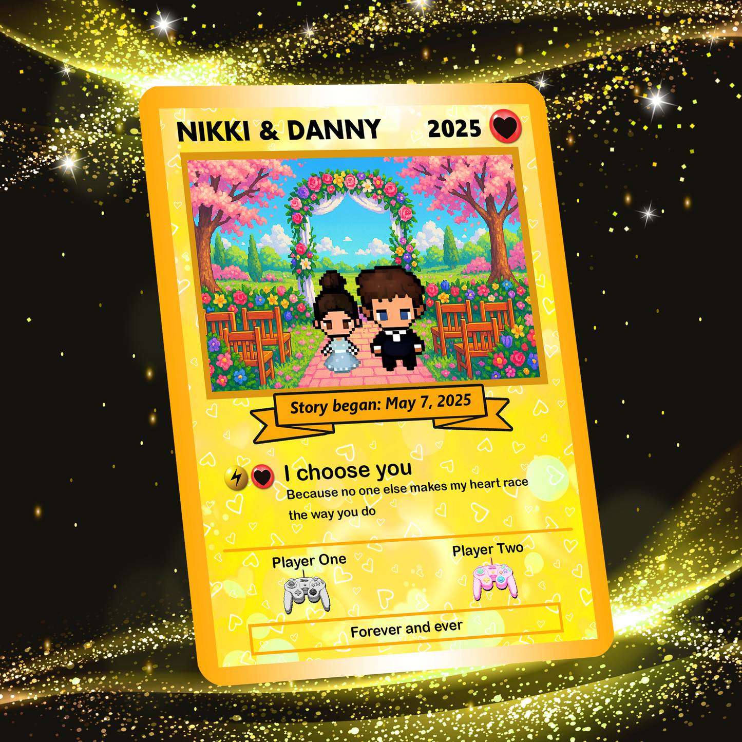 Custom Pokemon Card with Photo, Pixel Characters & Anime Transformation Custom Pokemon Card - Personalized Poke Card for Couples - CPC-62