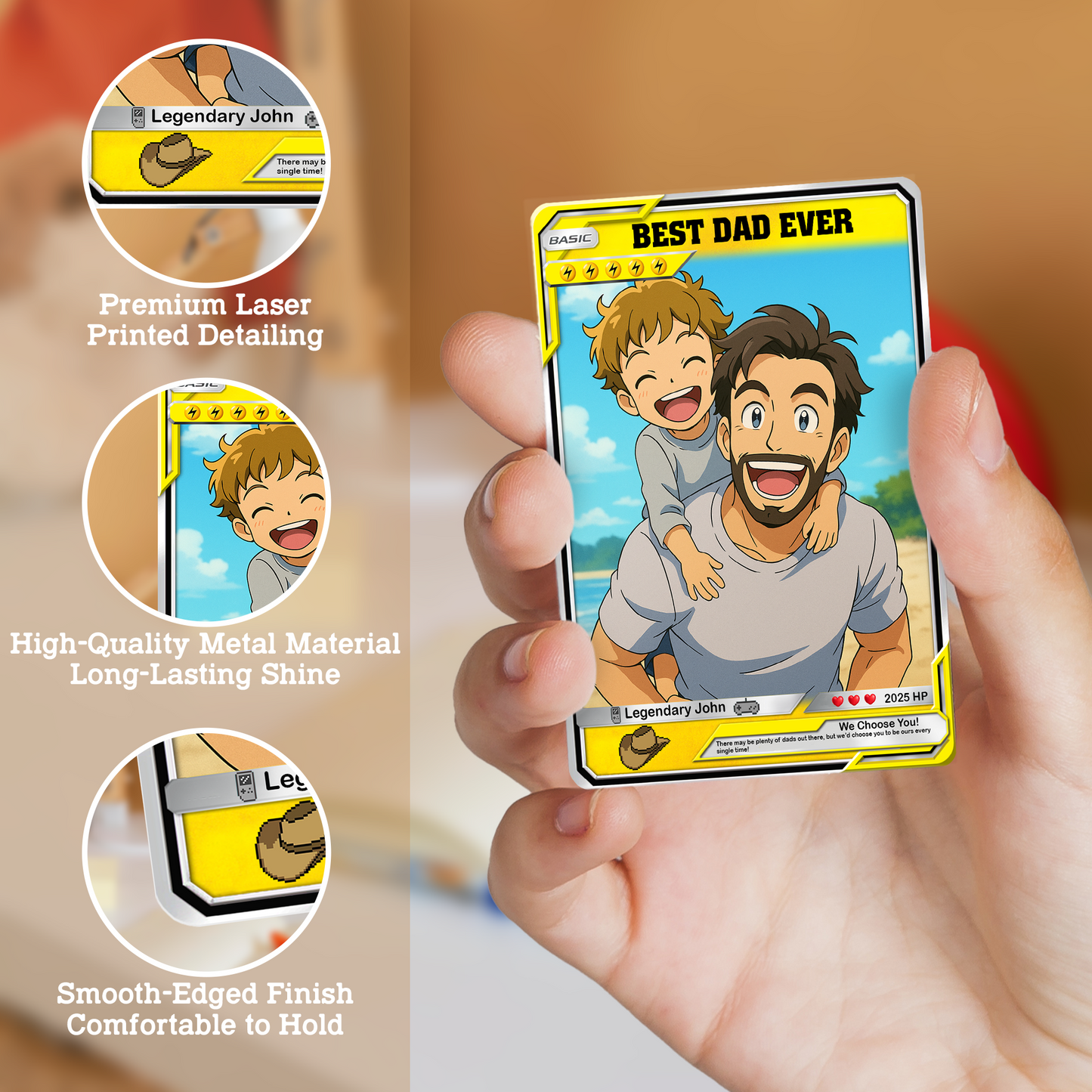 Custom Pokemon Card  - Anime-Inspired Personalized Pokemon Card for Dad | Daddy & Me Customized Poke Gift - Customizable Trading Cards - CPC-16
