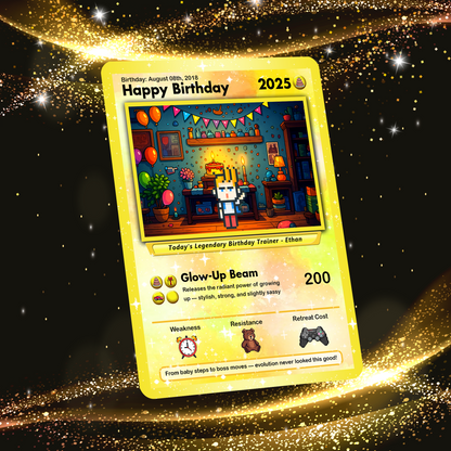 Happy Birthday Custom Pokémon Card with Art Characters, Personalized Pokémon Card for Date of Birth - CPC-11.B