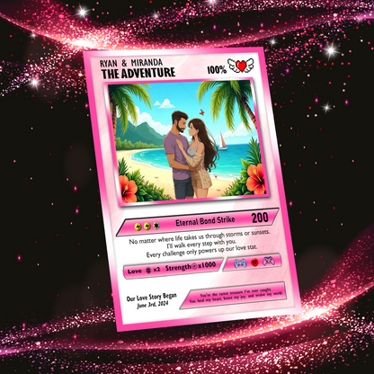Happy Valentines Card, Custom Pokémon Cards with Anime Picture, Personalized Poke Cards Animated Style Gifts for Him and Her - CPC-72