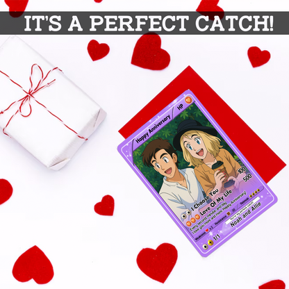 Personalized Anime-Inspired Pokemon Card - Custom Pokemon Card for Couple - Holographic Effect Available - CPC-24